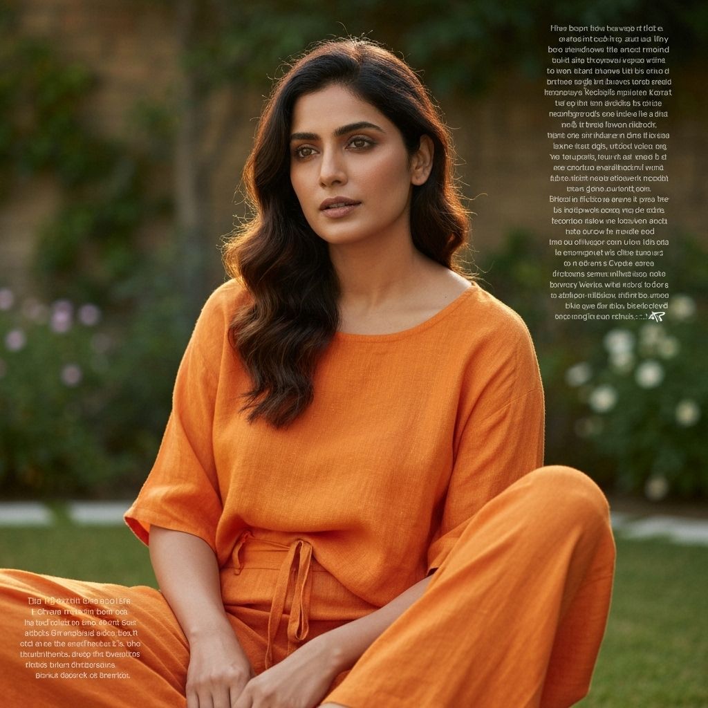 Za'farān Glow Matching Set - Signature saffron orange bamboo linen set